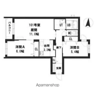 グランメール北広島【1階】の間取り