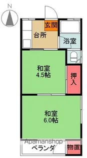 恵来利ハイツ【2階】の間取り