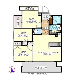 レーベン松戸GRAIZA【5階】の間取り