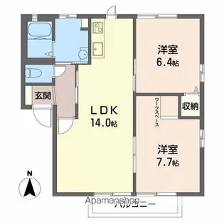 コーポ・トロモンAB【B102号室】の間取り