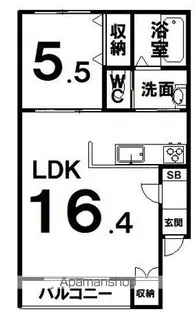 1LDKの間取り画像