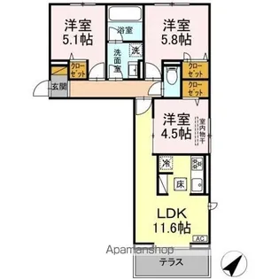 ハイクレスト【1階】の間取り