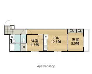 ラモーナ諸福Ⅲ【105号室】の間取り