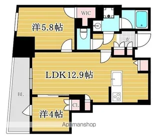 レーベン福岡天神ONE TOWER【14階】の間取り