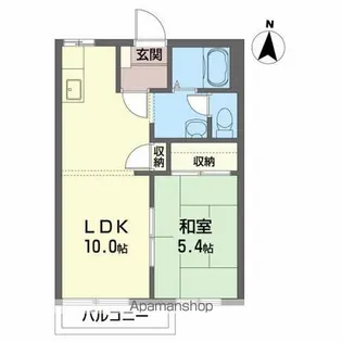 タウンハウスながい【202号室】の間取り