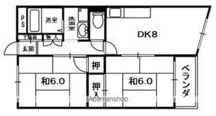 宮之阪ハイツ弐番館【6階】の間取り