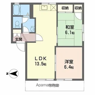 パークサイドイズミD号館【1階】の間取り