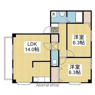 フォブール三笠 C棟【303.号室】の間取り