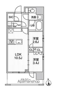 シーズンフラッツ新御徒町イースト【12階】の間取り