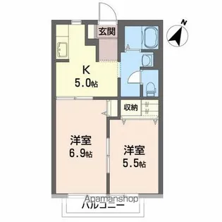 メゾン八山田A【1階】の間取り