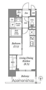 ACP RESIDENCE三ノ輪【6階】の間取り