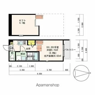ORQUE D’OR KASATORI【201号室号室】の間取り