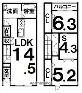 北海道帯広市西九条北7丁目【テラスハウス】の間取り