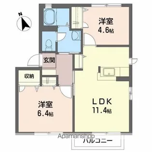 プレッセ山根F【1階】の間取り