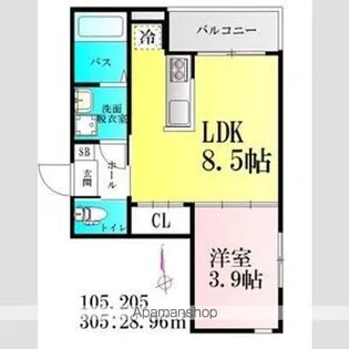 ベルホワイト富沢【3階】の間取り
