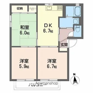 セルリアハイツ A棟【201号室】の間取り