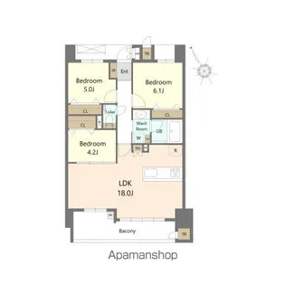 S-RESIDENCE愛宕SOUTH【10階】の間取り