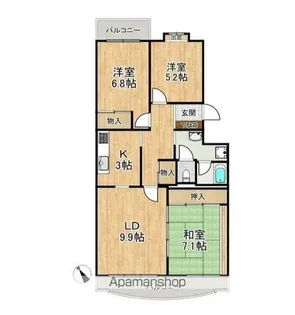 サンライトパストラル参番街【A402号室】の間取り