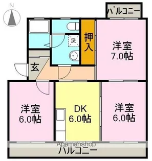 コーポ中芝原【3階】の間取り