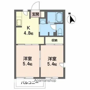エンデバー三ツ割A【2階】の間取り