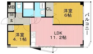 サニーサイド豊中【1階】の間取り