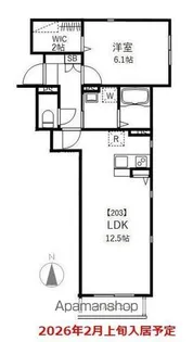 メゾンアンソレイエ騎兵山【203号室】の間取り