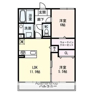アンソレイエくさつ【202号室】の間取り