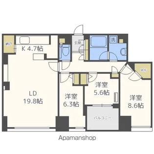 シティータワー札幌大通【4階】の間取り