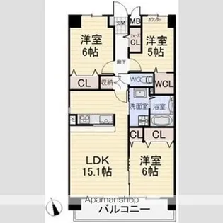ル シエル ブル ソルテ【2階】の間取り