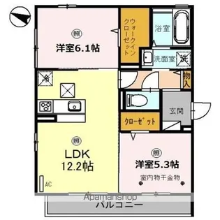 ホワイトハイツII【1階】の間取り