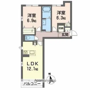 プランドール南矢野目【1階】の間取り