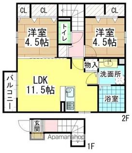 ソレイユハイム上吉田A棟【2階】の間取り