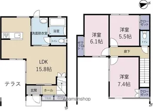 静岡県浜松市中央区頭陀寺町【テラスハウス】の間取り
