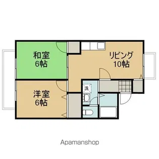 カーサ蟹ヶ坂【102号室】の間取り