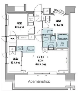 東京都中野区東中野1丁目【マンション】の間取り