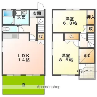 静岡県浜松市中央区葵西4丁目【テラスハウス】の間取り