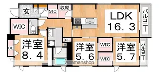 シャーメゾン夕陽丘【4階】の間取り