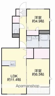 ラ・パルテール関 弐番館【1階】の間取り
