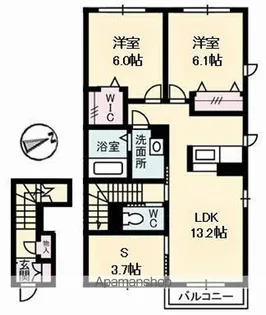 グランドール川口 D棟【2階】の間取り