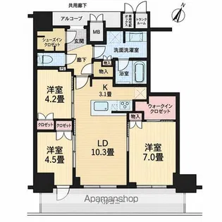 ジオタワー大阪十三【21階】の間取り