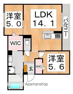Passaro Grande北田辺【2階】の間取り