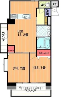 ひかりハイツ石手川【6階】の間取り