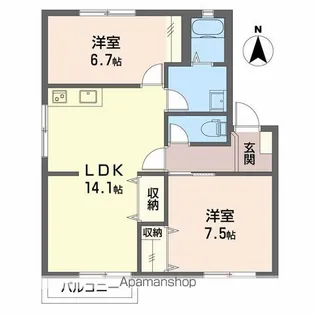 アートフレグランスE【2階】の間取り