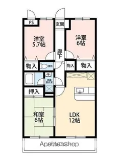 アンソレイエ【3階】の間取り