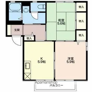 グリーンハイツ島立B【B202号室】の間取り
