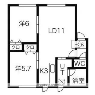 ソレアード新琴似【1階】の間取り