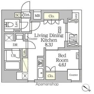 アジールコート松濤【8階】の間取り