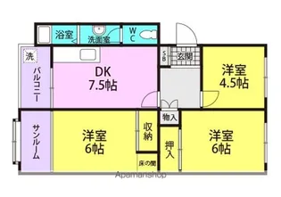 東園田団地2号棟【5階】の間取り