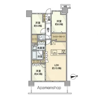 プラウドシティ国立【6階】の間取り