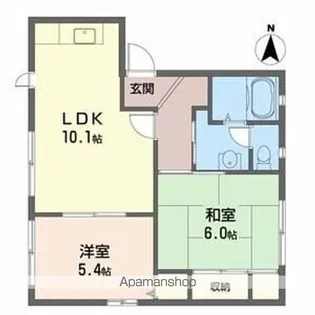 グリーンルーフ塩屋【101号室】の間取り